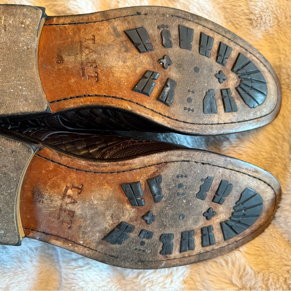 Taft Dark Brown Woven Leather Boots - Picture 5 of 7